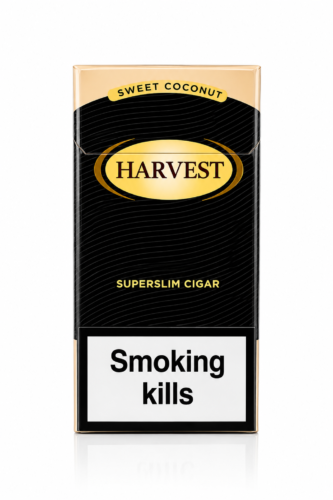 Harvest Super Slim Coconut, Hindistan cevizi aroması ve superslim tasarımıyla yumuşak içimli premium aromatik sigara deneyimi sunuyo