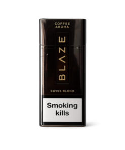Blaze Swiss Blend Coffee, kahve aroması ve özel Swiss Blend tütün harmanıyla premium aromatik sigara deneyimi sunuyor.