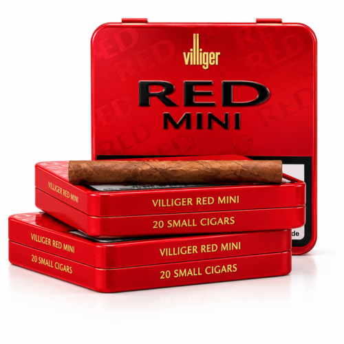 Villiger Red Mini Filter Sigarillo 20s, güçlü tütün karakteri ve filtreli yapısıyla premium sigarillo deneyimi sunuyor.