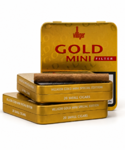 Villiger Gold Mini Filter Sigarillo 20s, kaliteli tütün harmanı ve filtreli yapısıyla premium sigarillo deneyimi sunuyor.