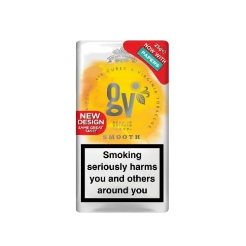 GV Smooth Sarı (Yellow) İthal Paket Tütün 25 gram, hafif içim isteyenler için ideal bir seçenek. Yumuşak içimi ve düşük nikotin içeriğiyle tütünseverlere keyifli bir deneyim sunar.
