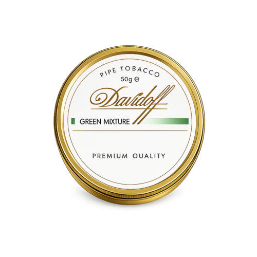 Davidoff Green Mixture Pipo Tütünü, Virginia, Burley ve Black Cavendish harmanıyla yumuşak içimli premium pipo tütünü deneyimi sunuyor.