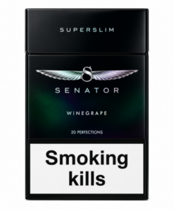 Senator Wine Grape Super Slim, yoğun üzüm aroması ve yumuşak içim karakteriyle premium aromatik slim sigara deneyimi sunuyor.