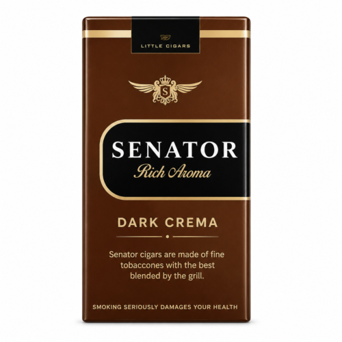 Senator Rich Aroma Dark Crema, kremsi aroma karakteri ve yumuşak içim yapısıyla premium aromatik sigara deneyimi sunuyor.