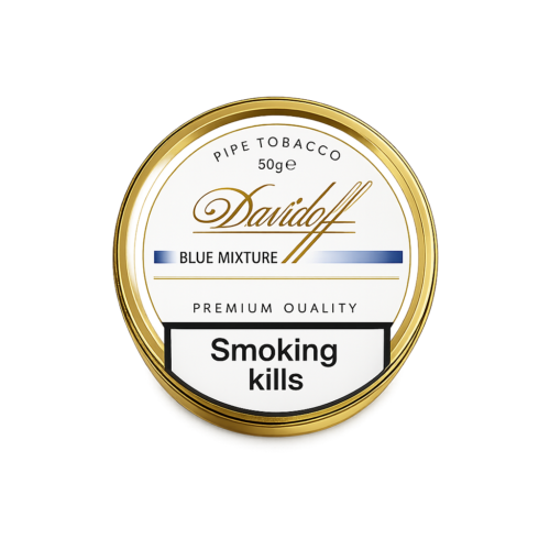 Davidoff Blue Mixture Pipe Tobacco, Virginia, Burley ve Black Cavendish harmanıyla yumuşak içimli premium pipo tütünü deneyimi sunuyor.