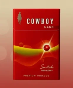 Cowboy Nano Switch Red Berry Slim, yoğun kırmızı meyve aroması ve ince slim tasarımıyla hafif ve aromatik sigara deneyimi sunuyor.