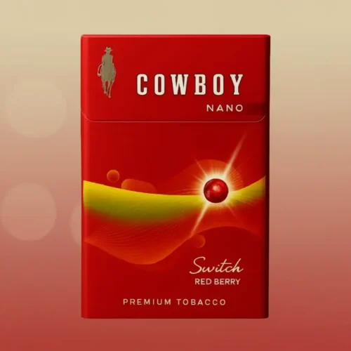 Cowboy Nano Switch Red Berry Slim, yoğun kırmızı meyve aroması ve ince slim tasarımıyla hafif ve aromatik sigara deneyimi sunuyor.