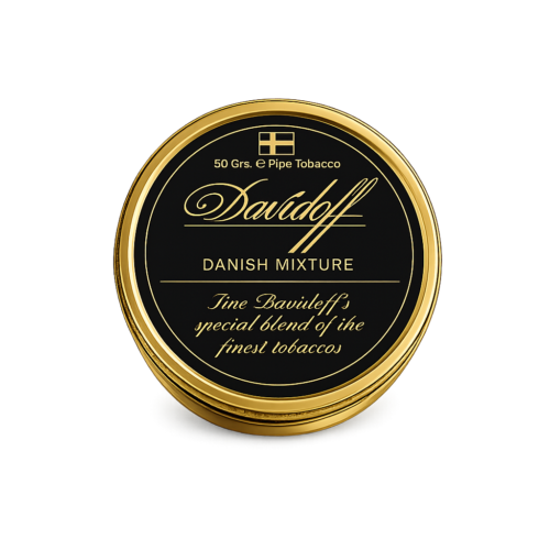 Davidoff Danish Mixture Pipo Tütünü, Virginia, Burley ve Black Cavendish harmanıyla yumuşak içimli premium aromatik pipo tütünü deneyimi sunuyor.