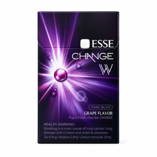 Esse Change Slim Grape Flavor, üzüm aroması ve kapsüllü filtre teknolojisiyle premium slim sigara deneyimi sunuyor.