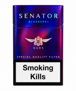 Senator Nano Blueberry Slim Sigara, yoğun yaban mersini aroması ve hafif içim karakteriyle premium aromatik slim sigara deneyimi sunuyor.